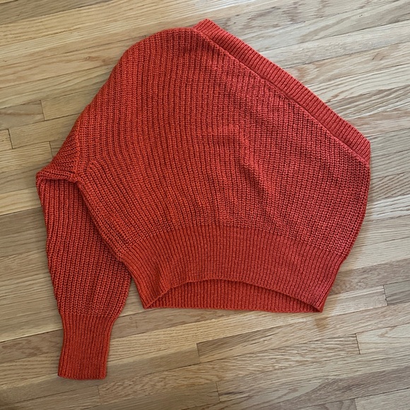 Zara Women's Off-the-Shoulder Burnt Orange Sweater - Picture 4 of 4